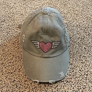 NWOT Truly Whimsical Rhinestone & Distressed Hat w/ Adjustable Back